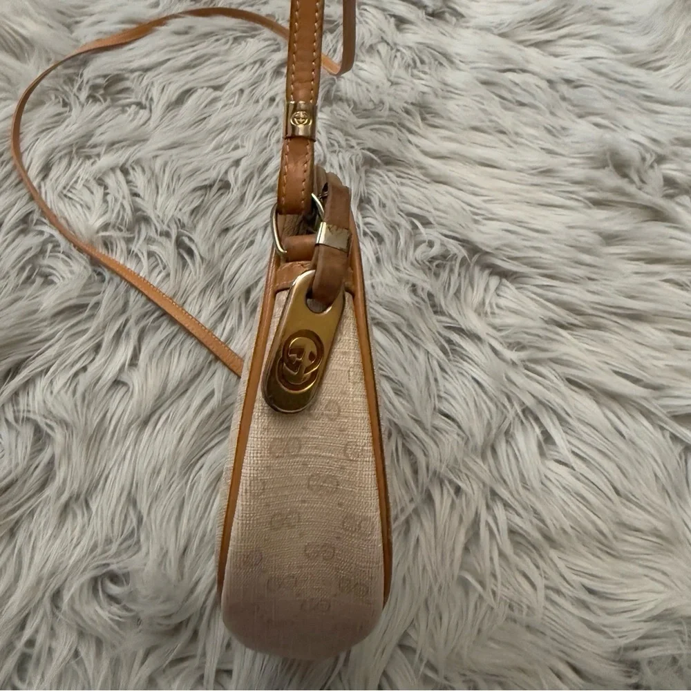 GUCCI Vintage Micro GG Canvas Shoulder Bag PVC Leather Beige - Picture 5 of 16